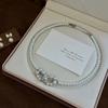 Collar con colgante de estrella y lazo de perlas dulces para mujer, diseño de lujo ligero, accesorios de joyería de perlas, moderno