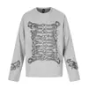 Camiseta Casual de Manga Larga con Estampado Creativo Personalizado para Hombre Estilo Callejero Europeo Americano INS Camiseta Casual Holgada de Cuello Redondo Temporada de Primavera y Otoño