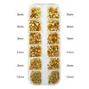 Rejilla de 12 Compartimentos Múltiples Especificaciones Aleación Oro Plata Fondo Plano Clavo Remache Redondo Decoración para Uñas Estampado Leopardo Uñas Portátiles Decoración Metálica
