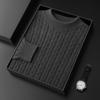 Nuevo Suéter de Cachemir 100% Puro para Hombre Otoño e Invierno Simple Cuello Redondo Manga Larga Casual Suéter de Punto Pulóver de Siete Agujas