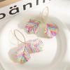 Color de primavera tejido tendencia textura línea sensación hojas aretes temperamento exagerado europeo y americano cara pequeña aretes