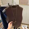 Suéter Elegante de Punto para Verano, Camiseta Base de Manga Corta con Cuello Semi-alto, Camisola, Top Corto sin Mangas, Moda para Mujer, Ropa de Abrigo