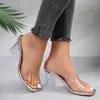 Novas Sandálias Sexy Europeias e Americanas de Comércio Exterior com Salto Alto de Uma Tira para Mulheres com Salto Grosso, Sapatos de Moda Elegantes com Tira Larga e Bico Quadrado Estação Independente