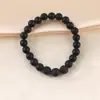Pulsera de cuentas redondas de 8 mm de piedra volcánica pulsera de turquesa de alto nivel tejida a mano se puede apilar para usar joyería al por mayor