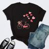 Camiseta de Mujer con Estampado de Rosa, Camiseta Negra, Female_Yythk, Cuello Redondo.