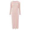 Vestido Clásico de Manga Larga de Color Puro Miyake para Mujer de Longitud Media Simple Delgado con Abertura Inferior Falda Base Ropa de Primavera y Otoño