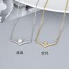 Nuevo collar transfronterizo de perlas de agua dulce de plata s925 con colgante simple en forma de V, cadena de clavícula, accesorios de soporte vacíos DIY, fabricantes
