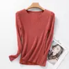 Camiseta de Punto de Manga Larga para Mujer, Cuello Redondo, Pulóver, Corte Ajustado, Favorecedora, Versátil, Cálida, Suéter, Negro Puro, Talla Única para Todos, Blanco