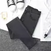 Pantalones Vaqueros Gruesos Forrados de Polar para Mujer Otoño e Invierno Cintura Alta Adelgazantes Tipo Lápiz Largos Modernos Ajustados Elásticos Pantalones de Algodón Grises