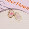Zhen Tu Flor Rosa Elegante Pérola Oval Textura de Areia Líquida Resina Flor Seca Acessórios de Liga Brincos Joias DIY