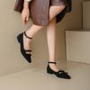 Zapatos Mary Jane de Piel de Cordero Estilo Hepburn 2022 Primavera Doble Lazo Hebilla de Una Sola Tira Zapatos Completamente de Cuero para Mujer