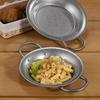 Plato Retro de Acero Inoxidable para Mariscos Olla para Arroz al Horno de Mariscos Española Plato Grueso de Doble Asa para Pollo Frito Logo Personalizado