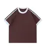 Camiseta de Verão 230g com Listras Coloridas em Bloco de Cor Manga Curta Masculina Feminina Conjunto Pai e Filho Manga Meia Mão Uniforme de Classe Reunião Esportiva Logo Estampado