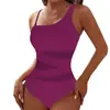 Trajes de baño 2025 Estilo Europeo y Americano Dos Piezas Ajustados Nuevo Color Sólido Traje de Baño de una Pieza Bikini para Mujeres en Stock