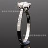 Anillo de moissanita con cuatro garras y perforación lateral, plata S925, chapado en platino, para mujer.