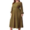 Novo Vestido Longo de Malha com Gola Redonda Lisa e Barra em A para Mulheres Europeias e Americanas Outono/Inverno 2025 Amazon Cross-Border