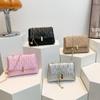 Bolsa com textura estilosa feminina 2024 nova moda bordado plissado bolsa de ombro verão cor sólida corrente bolsa carteiro