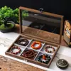 [Fábrica de Origen] Caja de Exhibición Transparente con Patrón de Nogal para Pulseras con Tapa, Caja de Almacenamiento para Joyería y Accesorios