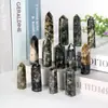 Pilar hexagonal de cristal natural de punta única, pilar de mica verde, pilar de cristal de piedra en bruto, adorno de decoración del hogar, venta al por mayor de cristal de Donghai