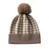 Gorro de Cachemira para Otoño e Invierno, Tejido Jacquard Cuadros Espiga, Gorro Cálido de Lana para Ciclismo al Aire Libre, Gorro para el Frío