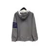 Direto da fábrica TB Tom outono e inverno Novo Suéter Zíper Listras Azul Clássico terno de suéter gola redonda masculino e feminino