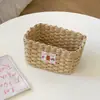 Cesta de almacenamiento de escritorio estilo Ins, cesta tejida de oso lindo para guardar artículos varios, caja organizadora de almacenamiento para snacks y juguetes del hogar