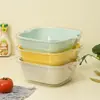 Bacia de Lavagem de Vegetais de Camada Dupla Cesta de Escorrer Conjunto de Oito Peças Cozinha Sala de Estar Doméstico Bandeja de Lavagem de Frutas Cesta de Plástico Simples para Vegetais