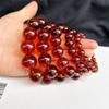 Pulsera de Círculo Único Ámbar Rojo Vino Azul Violeta Dominicano Cera de Abejas Ámbar Rojo Cuentas Redondas Cuentas de Buda Pulsera para Hombres y Mujeres