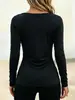 Otoño/Invierno 2026 Nuevo Transfronterizo Europeo y Americano Amazon Falso Dos Piezas Color Sólido Ropa para Mujer Moda Cuello Oscilante Camiseta Plisada