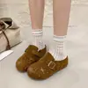 Hebilla de cinturón retro fuegos artificiales que aumentan la altura Zapatos Birkenstock para mujer, novedad verano 2026 mules cerrados de suela gruesa