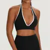 Estilo Europeu e Americano Color-Blocking Sexy Decote V Alça Costas Cruzadas Sutiã Esportivo Dupla Face Escovado Sutiã de Yoga Sutiã para Corrida Fitness 62718