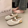 Sandálias Femininas Estilo Coreano 2026 Novo Modelo de Verão para Crianças Maiores, Sandálias Tecidas Vazadas de Solado Macio com Bico Fechado, Sapatos Perfurados Estilosos