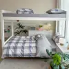 Conjunto de três peças xadrez para dormitório universitário, roupa de cama 100% algodão, estilo ins, lavável à máquina, inclui lençol de cima, capa de edredom e lençol de elástico