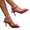 Sapatos de Salto Alto de Tamanho Grande para Mulheres de Comércio Exterior, Novo Estilo Verão 2024, Bico Fino, Tira Única, Sandálias de Salto Fino, Tamanho 43