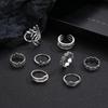Anillo transfronterizo de venta caliente hueco hojas de flores personalidad letra inglesa anillo de amor combinación 8 piezas para mujer al por mayor