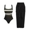 Moda Praia de Alta Qualidade Transfronteiriça Novo Sexy Conjunto de Duas Peças Maiô Simples de Peça Única Deslumbrante Conjunto de Praia para Mulheres