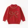 Otoño e Invierno Colocación Navideña Niñas Suéter Cuello Alto de Bola Coreano Hecho a Mano Lindo Conjunto de Vestido Tutú para Niñita