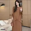 Traje de otoño de alta calidad, elegante, adelgazante, irregular, de manga larga tipo murciélago, en colores marrón dorado, beige, camello y negro