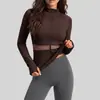 Chaqueta de Yoga Transfronteriza con Bloques de Color Durazno, Top Deportivo Ajustado con Cuello Alto