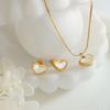 Collar Delicado Personalizado Blanco Marfil Fritillaria Corazón de Melocotón Amor Cadena para Clavícula Pulsera Pendientes Juego Joyería para Niña