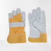 Guantes de Soldar de Cuero Amarillo Cortos Reforzados Anti-Apertura Guantes de Protección Laboral Guantes de Soldador Resistentes al Calor y a Altas Temperaturas