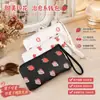 Carteira Feminina Zíper Clássica Retrô Transfronteiriça Porta-Moedas Curto Porta-Cartões Pequeno Bolsa de Armazenamento Multifuncional Simples Cereja