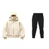Nova Temporada Moletom com Capuz Duplo e Zíper DIY Liso Masculino Feminino Outono Inverno Conjunto de Calça de Moletom com Capuz e Zíper para Casal