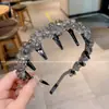 Diadema de Perlas de Cristal Lujosa y de Moda con Elaborado Diseño de Ola, Diadema Dentada, Pinza para el Cabello Esponjosa Estilo Francés de Punta Alta para Mujeres