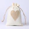 Bolsa de lino transfronteriza, bolsa de regalo para dulces de boda de San Valentín, parche de amor, bolsa con cordón, bolsa de lino, embalaje de regalo