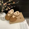 Zapatos tipo Birkenstock de suela gruesa estilo coreano con forro de felpa, detalle de lazo bordado, nueva colección de invierno 2026 para mujer, versátiles zapatos de algodón para clima invernal