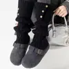 Polainas de Punto Trenzado Retro con Botón Plegable para Mujer, Casual, Versátiles, Engrosadas, Cálidas, para Ponerse en Capas, Calcetines Base