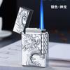 Sonido de Acero Sonido Encendedor Recto Regalo de Alta Gama para Hombres Rueda de Fricción Lateral Encendido Metal de Relieve Creativo Flor Rica