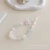 Novo Pulseira de Contas Borboleta com Glitter Corrente de Celular de Nicho Pulseira de Laço Anti-Perda Pingente para Mochila Conjunto de Fones de Ouvido