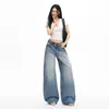 Jeans de Pierna Ancha de Estilo Callejero Americano Vintage de Moda para Mujer, Pantalones de Corte Recto Hasta el Suelo, Longitud Extendida, Colección de Primavera